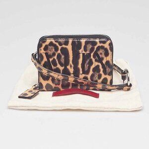 Valentino Leopard Printed Leather VLTN Crossbody Wallet Bag